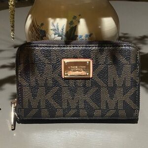 Michael Kors Black and Tan Logo Wallet